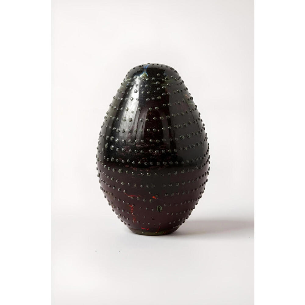 Amethyst Bullicante Art Glass Egg Paperweight Handblown Vintage 6”
